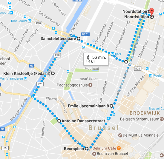 Brussels demonstration route